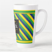 Brazil Football Fan Flag Colors Stripe Pattern カフェラテマグ (右)