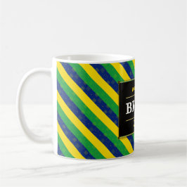 Brazil Football Fan Flag Colors Stripe Pattern コーヒーマグカップ