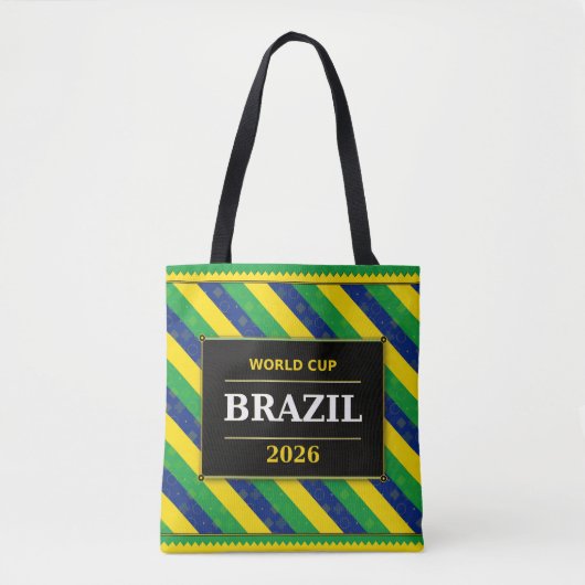 Brazil Football Fan Flag Colors Stripe Pattern トートバッグ (正面)