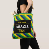 Brazil Football Fan Flag Colors Stripe Pattern トートバッグ (クローズアップ)
