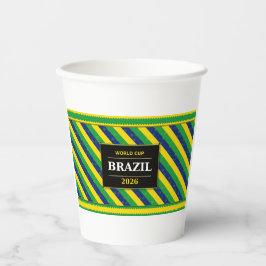 Brazil Football Fan Flag Colors Stripe Pattern 紙コップ