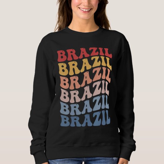 Brazil Groovy Retro Brazilian スウェットシャツ (正面)