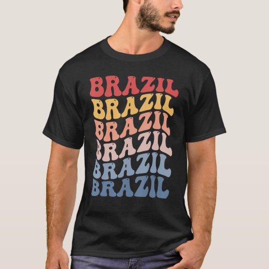 Brazil Groovy Retro Brazilian Tシャツ (正面)