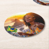 BRAZIL - I LOVE BRAZIL ラウンドペーパーコースター (アングル)