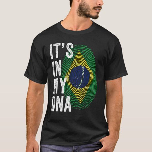 Brazil It's In My DNA Brazilian Fingerprint Brazil Tシャツ (正面)