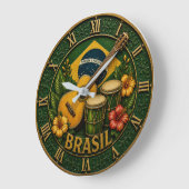 Brazil Music Guitar Tropical Decor ラージ壁時計 (傾斜)