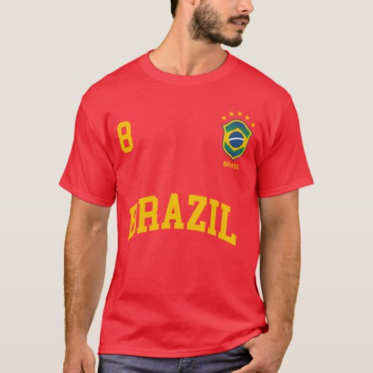 Brazil Number 8 Brazilian Socceream Sports Pullove Tシャツ (正面)