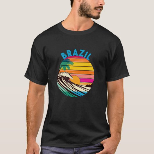 Brazil Retro 1980s Style Brazilian Beach Tシャツ (正面)