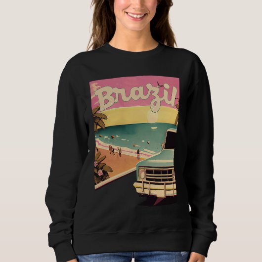 Brazil Retro Beach Vacation Graphics Brazilian Sur スウェットシャツ (正面)