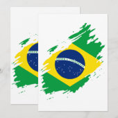 Brazil Ripped Flag National Pride Sports 招待状 (正面/裏面)