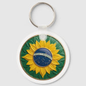 Brazil Solar Emblem - Luxury 3D National Pride Art キーホルダー (裏面)