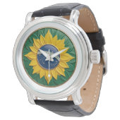 Brazil Solar Emblem - Luxury 3D National Pride Art 腕時計 (アングル)
