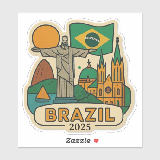 Brazil Travel Design with Custom Year シール (シート)