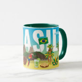 Brazil Travel Mug – Rio Carnival & Landmarks マグカップ (正面右)