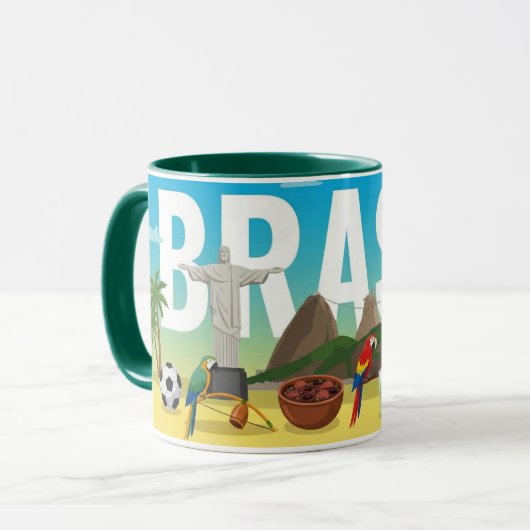 Brazil Travel Mug – Rio Carnival & Landmarks マグカップ (正面左)