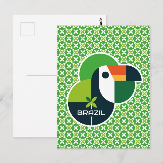 Brazil Tropical Geometric Toucan Personalized Art ポストカード (正面/裏面)