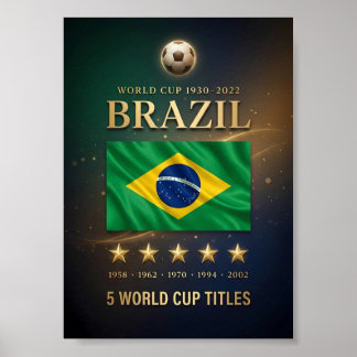 Brazil World Cup Champions Poster | 5-Time Victory ポスター