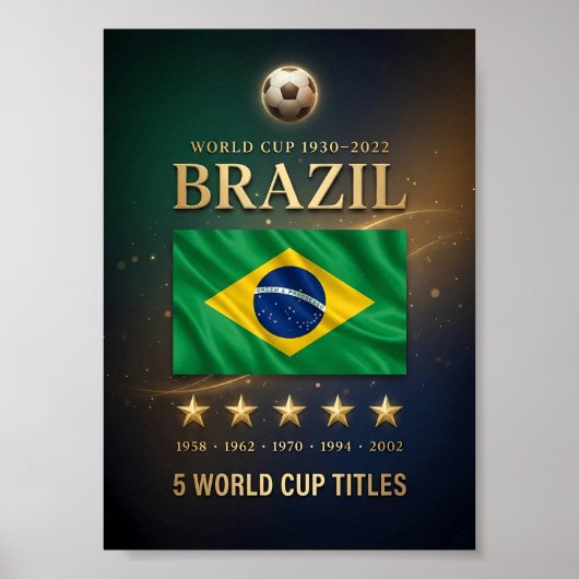 Brazil World Cup Champions Poster | 5-Time Victory ポスター (正面)