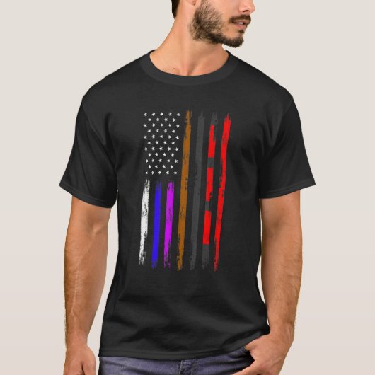Brazilian American Jiu Jitsu Fighter Vertical Flag Tシャツ (正面)