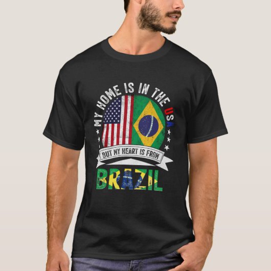 Brazilian American Patriot Heart is from Brazil Fl Tシャツ (正面)