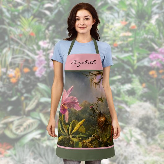 Brazilian Cattelya Orchid Hummingbird Monogram   エプロン