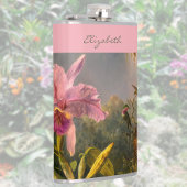 Brazilian Cattelya Orchid Hummingbird Monogrammed フラスク