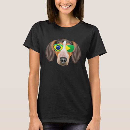 Brazilian Flag American English Coonhound Dog Braz Tシャツ (正面)