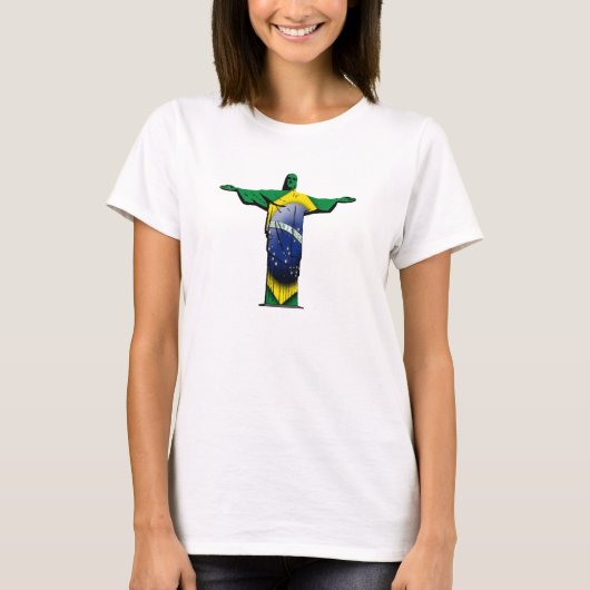 Brazilian Flag Christ the Redeemer Tシャツ (正面)