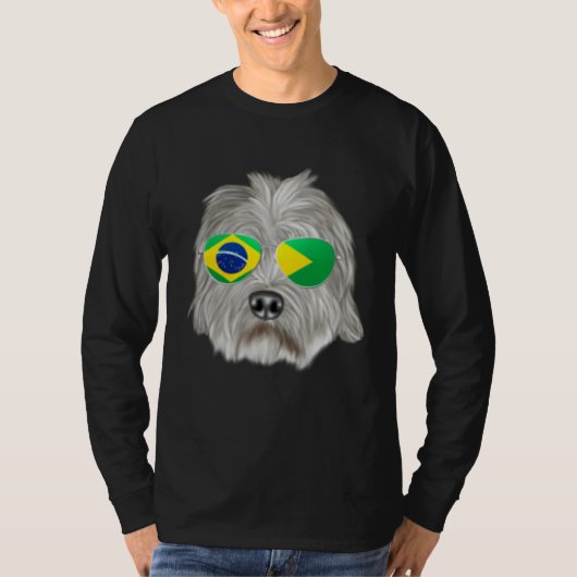 Brazilian Flag Dandie Dinmont Terrier Dog Brazil P Tシャツ (正面)