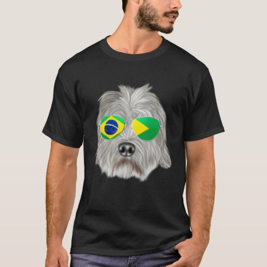 Brazilian Flag Dandie Dinmont Terrier Dog Brazil P Tシャツ (正面)