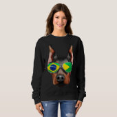 Brazilian Flag Doberman Pinscher Dog Brazil Pocket スウェットシャツ (正面フル)