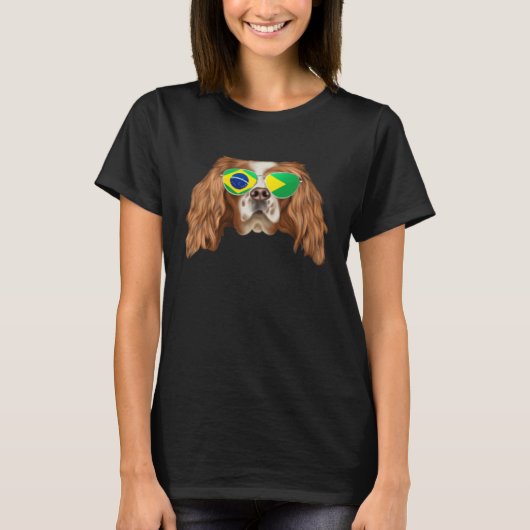 Brazilian Flag English Toy Spaniel Dog Brazil Pock Tシャツ (正面)