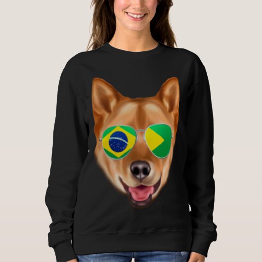 Brazilian Flag Finnish Spitz Dog Brazil Pocket スウェットシャツ (正面)