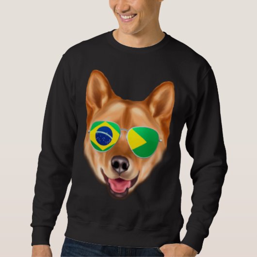 Brazilian Flag Finnish Spitz Dog Brazil Pocket スウェットシャツ (正面)