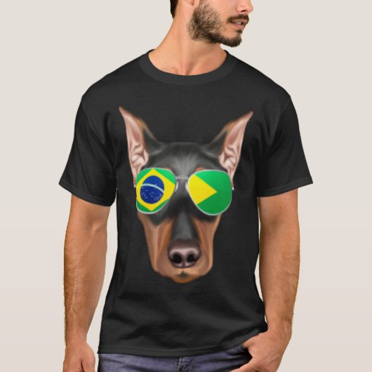 Brazilian Flag German Pinscher Dog Brazil Pocket Tシャツ (正面)