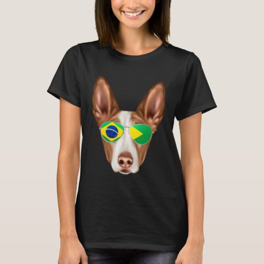 Brazilian Flag Ibizan Hound Dog Brazil Pocket Tシャツ (正面)