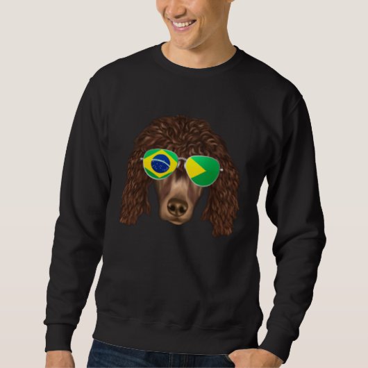 Brazilian Flag Irish Water Spaniel Dog Brazil Pock スウェットシャツ (正面)
