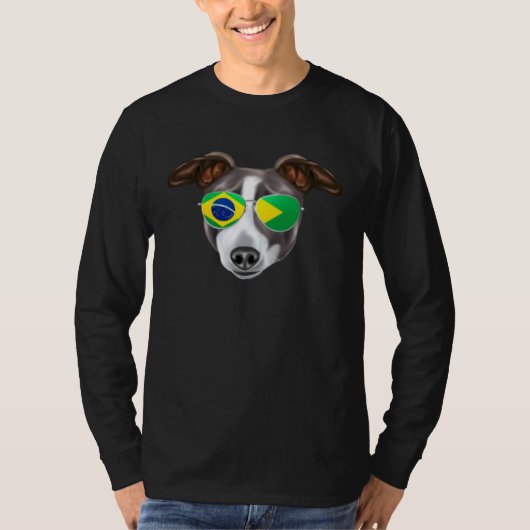 Brazilian Flag Italian Greyhound Dog Brazil Pocket Tシャツ (正面)