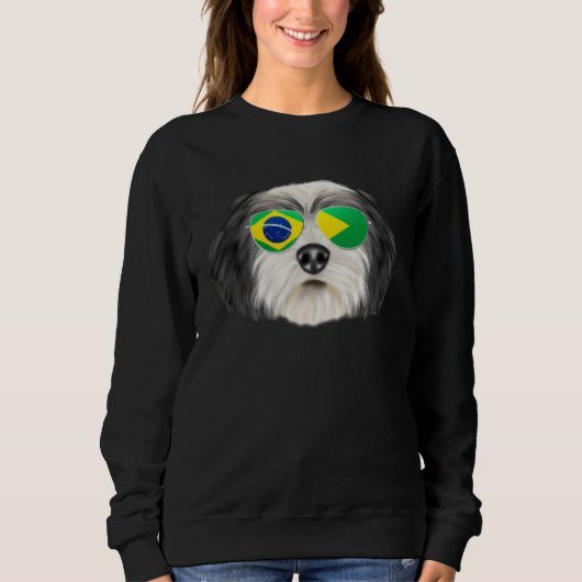 Brazilian Flag Polish Lowland Sheepdog Dog Brazil  スウェットシャツ (正面)