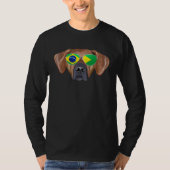 Brazilian Flag Rhodesian Ridgeback Dog Brazil Pock Tシャツ (正面)