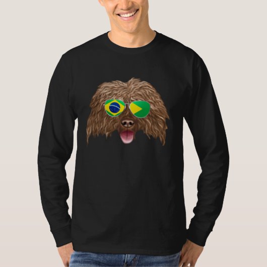 Brazilian Flag Spanish Water Dog Dog Brazil Pocket Tシャツ (正面)