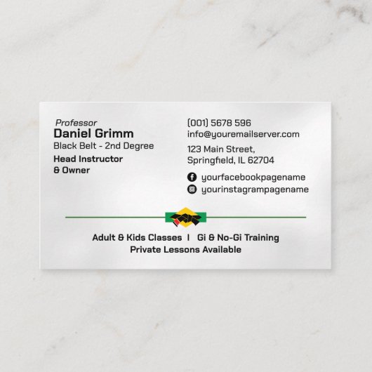 Brazilian Jiu-Jitsu Academy Instructor 名刺 (裏面)