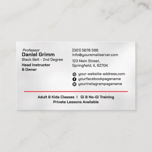 Brazilian Jiu-Jitsu Instructor 名刺 (裏面)