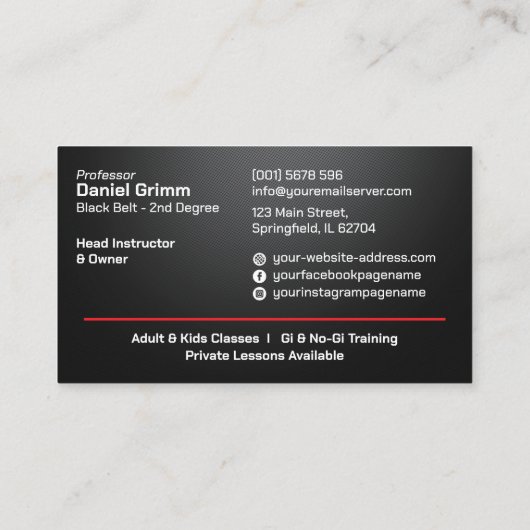 Brazilian Jiu-Jitsu Instructor 名刺 (裏面)