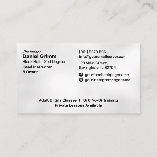 Brazilian Jiu-Jitsu Instructor 名刺 (裏面)