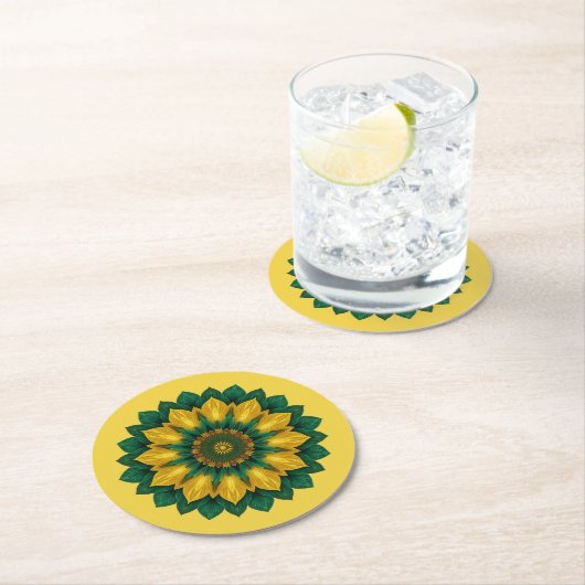Brazilian Leaf Mandala - Drink Coaster ラウンドペーパーコースター (インサイチュ)