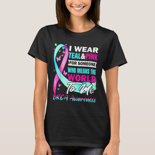 Brca認識度乳房および卵巣がんサポート Tシャツ (正面)