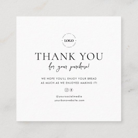 Bread 気に Instructions Add Your Logo Thank スクエア名刺 (裏面)