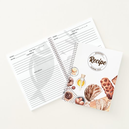 Bread Bakerカスタマイズ可能なレシピジャーナル ノートブック (内部)