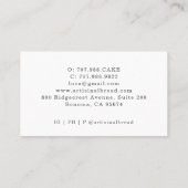 Bread Bakery Baker Business Card 名刺 (裏面)